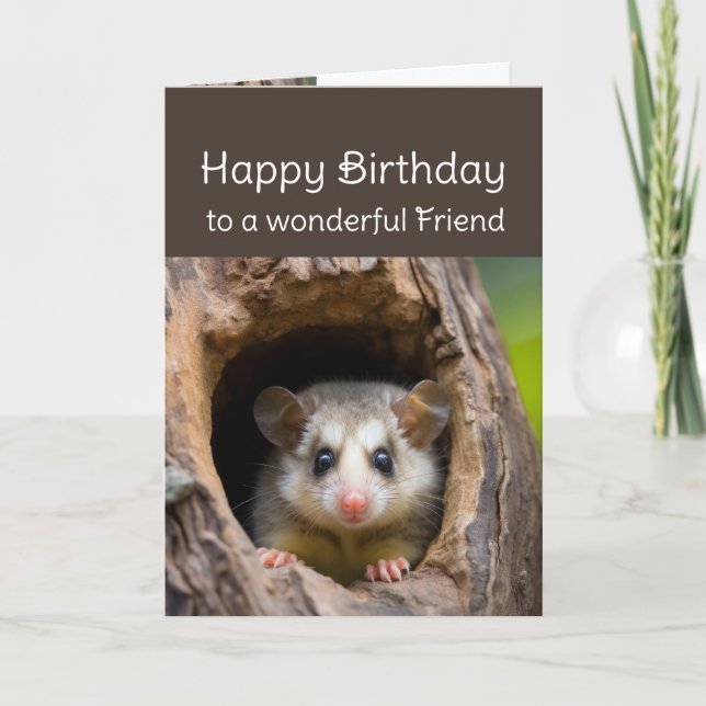 Birthday Friend Cute Fun Nuts About You Opposum Card (Front)