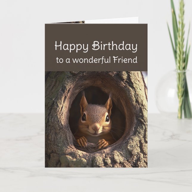 Birthday Friend Cute Fun Nuts About You Squirrel Card (Front)