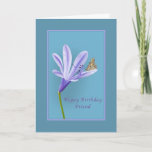 Birthday, Friend, Daylily Flower and Butterfly Card<br><div class="desc">This lovely lilac colored daylily is soft and appealing and it is set off by a brightly colored butterfly sitting gently on a petal. It makes a nice birthday card for friend. The basic flower design is the work of Dana Conditt of Digital Scrap Designs. Customize by changing the inside...</div>