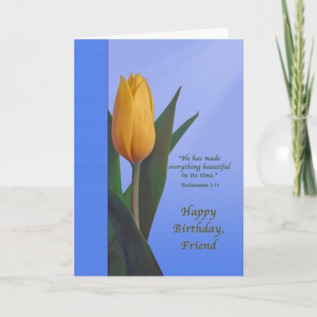 Birthday, Friend, Golden Tulip Flower Card