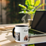 Birthday friend white black photo names mug<br><div class="desc">A gift from friends for a woman's 21st birthday, celebrating her life with 3 of your photos of her, her friends, family, interest or pets. Personalize and add her name, age 21 and your names. Black colored letters. A chic, classic white background. Her name is written with a modern hand...</div>