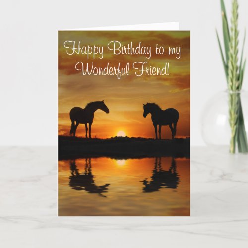 Birthday Friend with Horses and Water Card