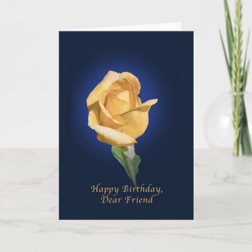 Birthday  Friend Yellow Rose Bud Card