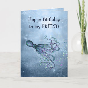Birthday Friends Stick Octopus to your face Quote Card