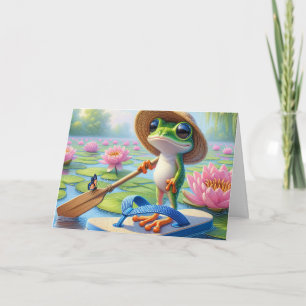 Birthday Frog Floating On a Flip-Flop Card