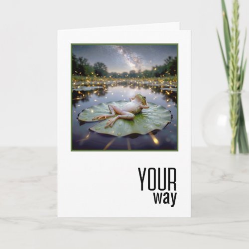 Birthday Frog Floating on a Lily Pad Card