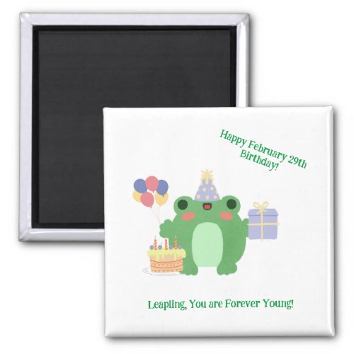 Birthday Frog Hat Balloons Cake Gift Design Magnet