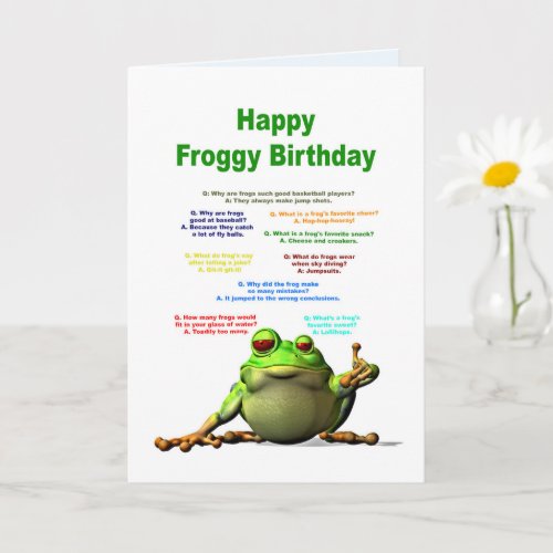 Birthday Frog Jokes Card