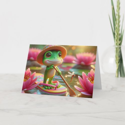 Birthday Frog On A Flip_Flop In a Pond Card