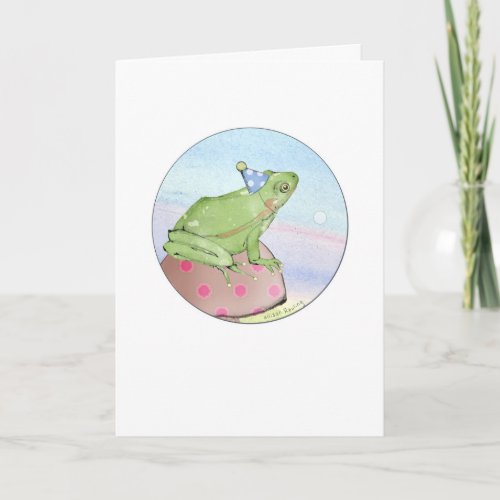 Birthday Frog on a Polka Dot Mushroom Card