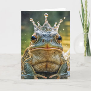 Birthday Frog Wearing a Water Splash Crown Card