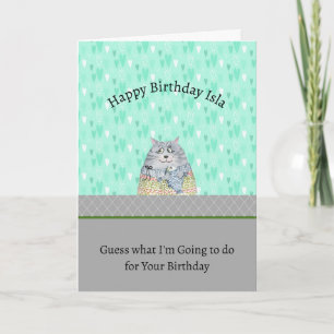 Birthday from Cat for Kids Letterpress Thank You Card