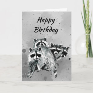 Birthday from the Group Fun Raccoon Animal Art Card