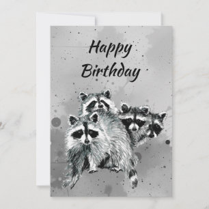 Birthday from the Group Fun Raccoon Animal Art Thank You Card