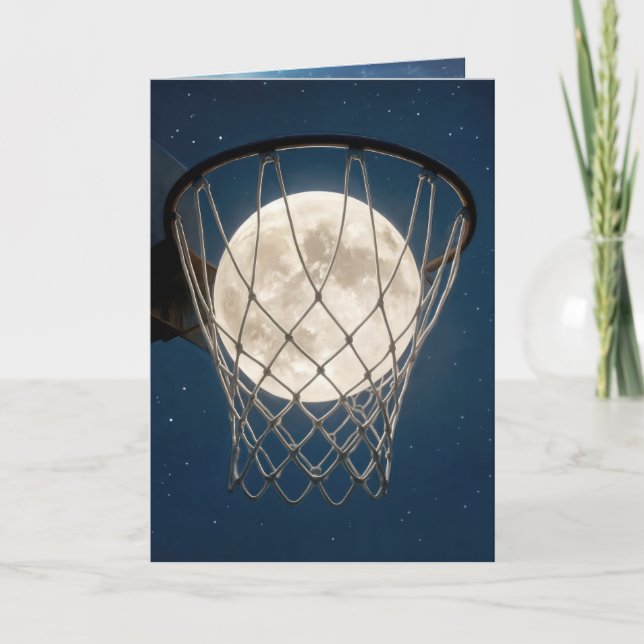 Birthday Full Moon In a Basketball Net Card (Front)