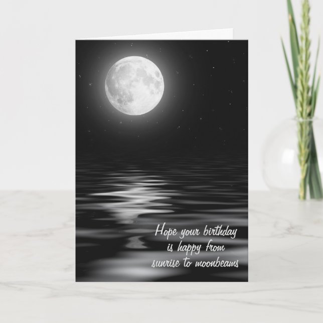 Birthday Full Moon on Water Card (Front)
