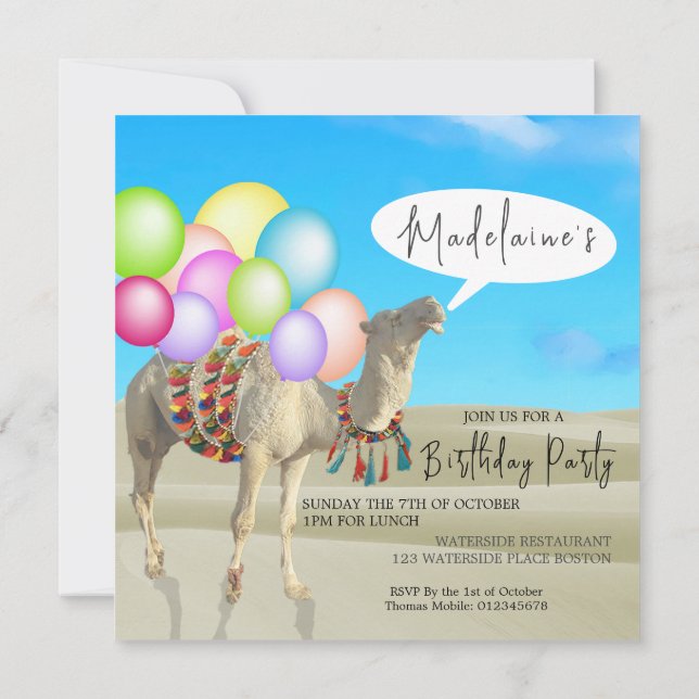 Birthday Fun Adult Modern Colorful Balloons  Invitation (Back)