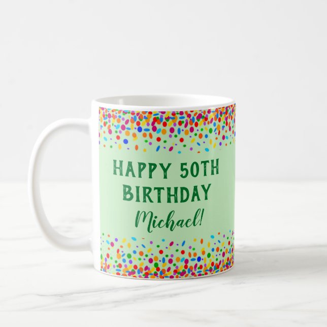 Birthday Fun Colorful Confetti Coffee Mug (Left)
