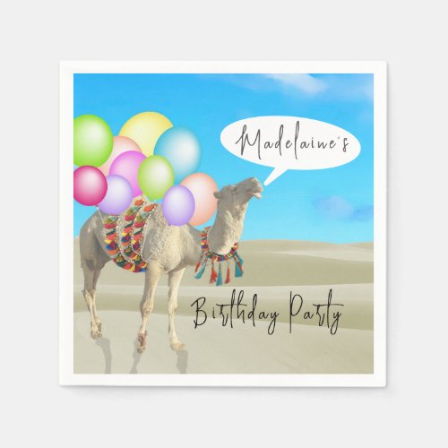Birthday Fun  Desert Camel Balloons Colorful  Napkins