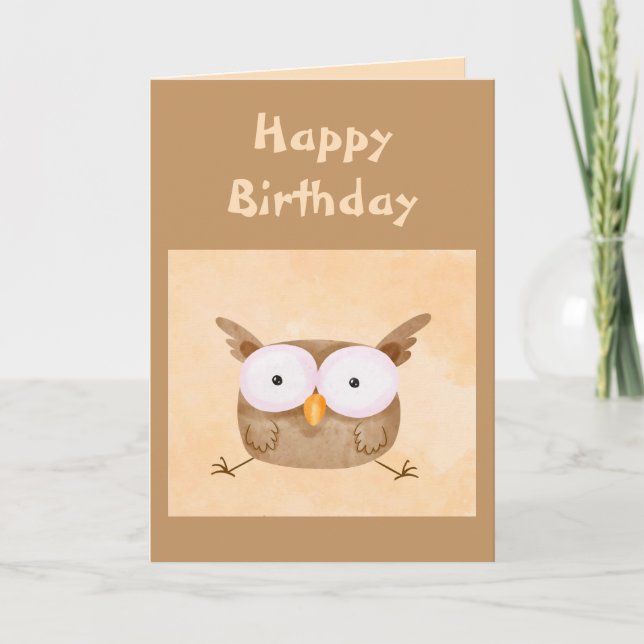 Birthday Fun Humor Shocked Owl Bird  Card (Front)