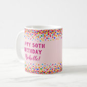 Birthday Fun Pink Colorful Confetti Coffee Mug (Front Left)