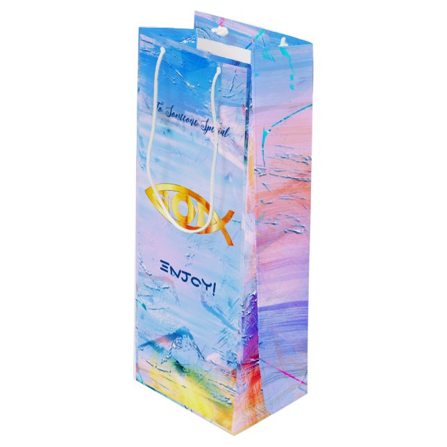 Birthday Fun Pisces Zodiac Wine Gift Bag (Front Angled)