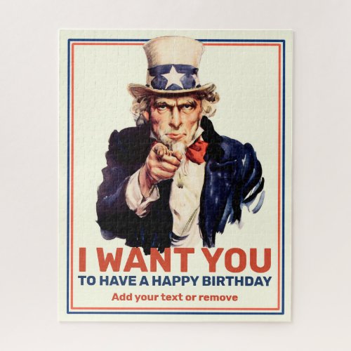 Birthday fun Uncle Sam I Want You poster Jigsaw Puzzle