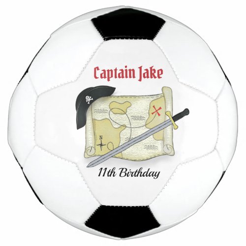 Birthday Fun Whimsical Pirate Hat Treasure Map Soccer Ball