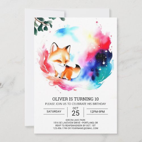 Birthday Fun with Watercolor Foxes Invitation