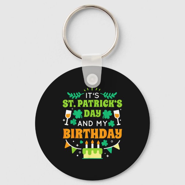 Birthday Funny Born On St Patricks Day 2020  Keychain (Front)