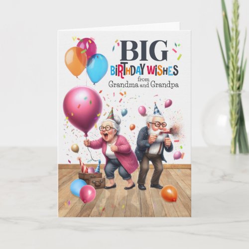 Birthday Funny Old Grandma and Grandpa Big Wishes