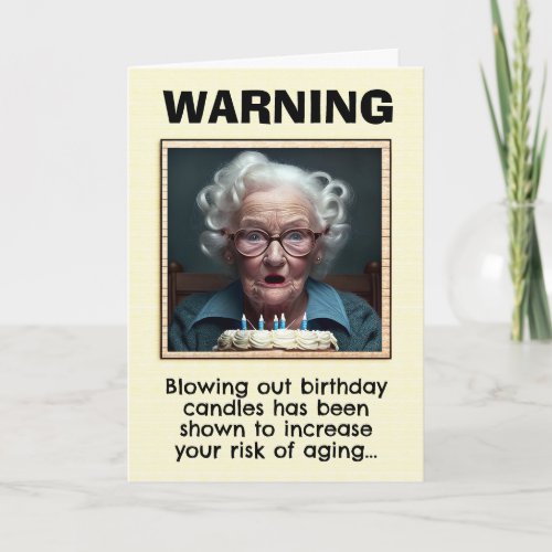 Birthday Funny Old Lady and Candles Card