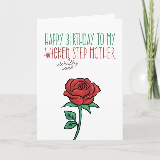 Birthday Funny–Wicked (Wickedly Cool) Stepmom Card (Front)