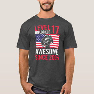 Birthday Game Level 17 Years Old Unlocked Awesome T-Shirt