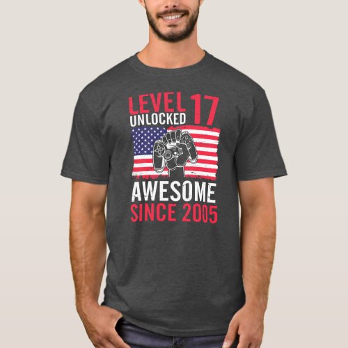 Birthday Game Level 17 Years Old Unlocked Awesome T_Shirt