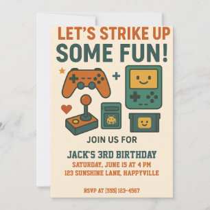 Birthday Gamer Boy - Vintage Level Up the Fun  Invitation