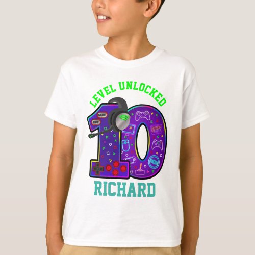 Birthday Gamer Tenth Level Unlocked 10  T_Shirt