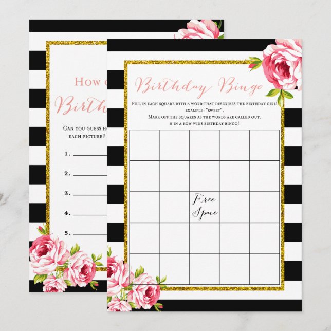 Birthday Games x2 - how old | bingo game Invitation (Front/Back)