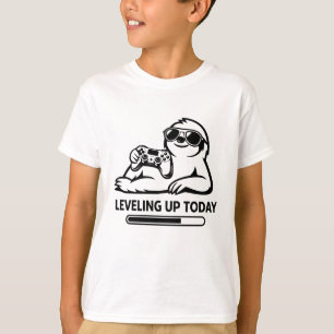Birthday Gaming Sloth Leveling Up Today T-Shirt
