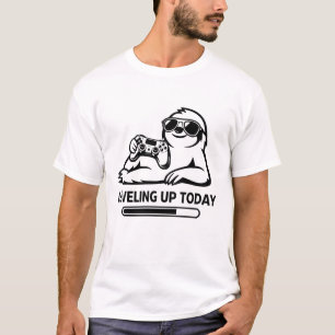 Birthday Gaming Sloth Leveling Up Today T-Shirt