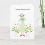 Birthday Garden for mom Card<br><div class="desc">Girl in a garden of dasies</div>