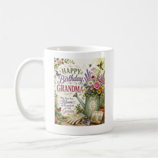 Birthday Gardening Mug for Grandma with Wildflower