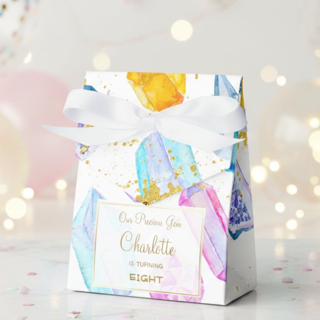 Birthday Gem Party Crystals Girl's watercolor Favor Boxes (Creator Uploaded)