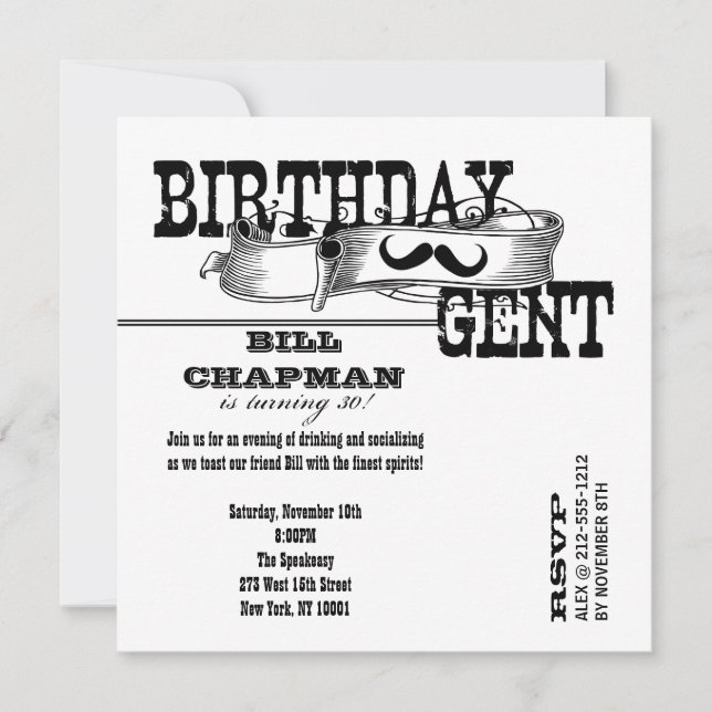 Birthday Gent Invitation (Front)