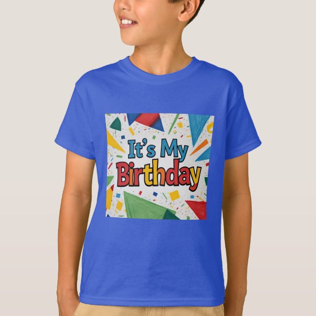 Birthday Geometric Confetti boys T-Shirt (Front)