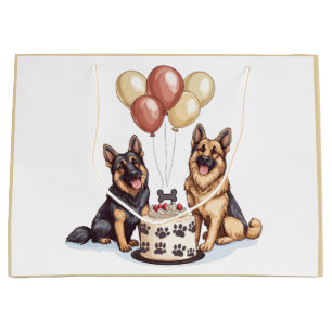 Birthday German Shepherd Dogs Birthday Cake Large Gift Bag