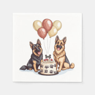 Birthday German Shepherd Dogs Birthday Cake Napkins