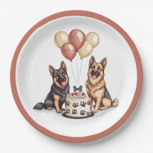 Birthday German Shepherd Dogs Birthday Cake Paper Plates