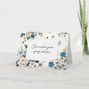 Birthday Getting Old Humor Blue Chinoiserie Card