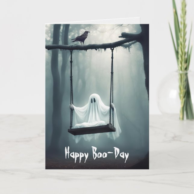 Birthday Ghost and Raven Card (Front)